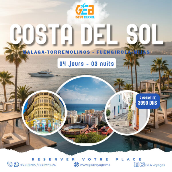 COSTA DEL SOL -MALAGA -TORREMOLINOS-FUENGIROLA- MIJAS (4J/3N)